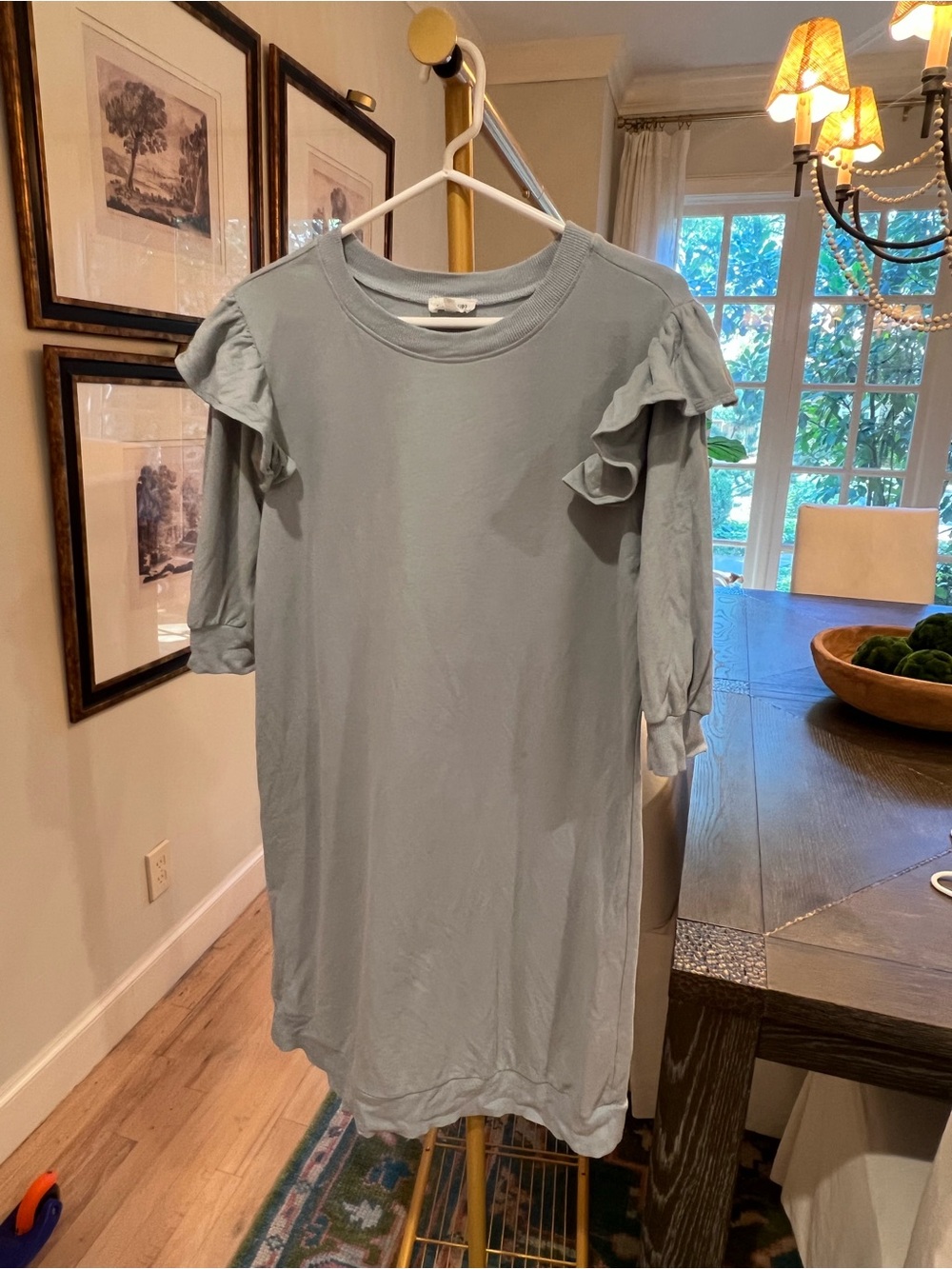 Ruffled-Sleeve Women's sweatshirt dress in Light Blue